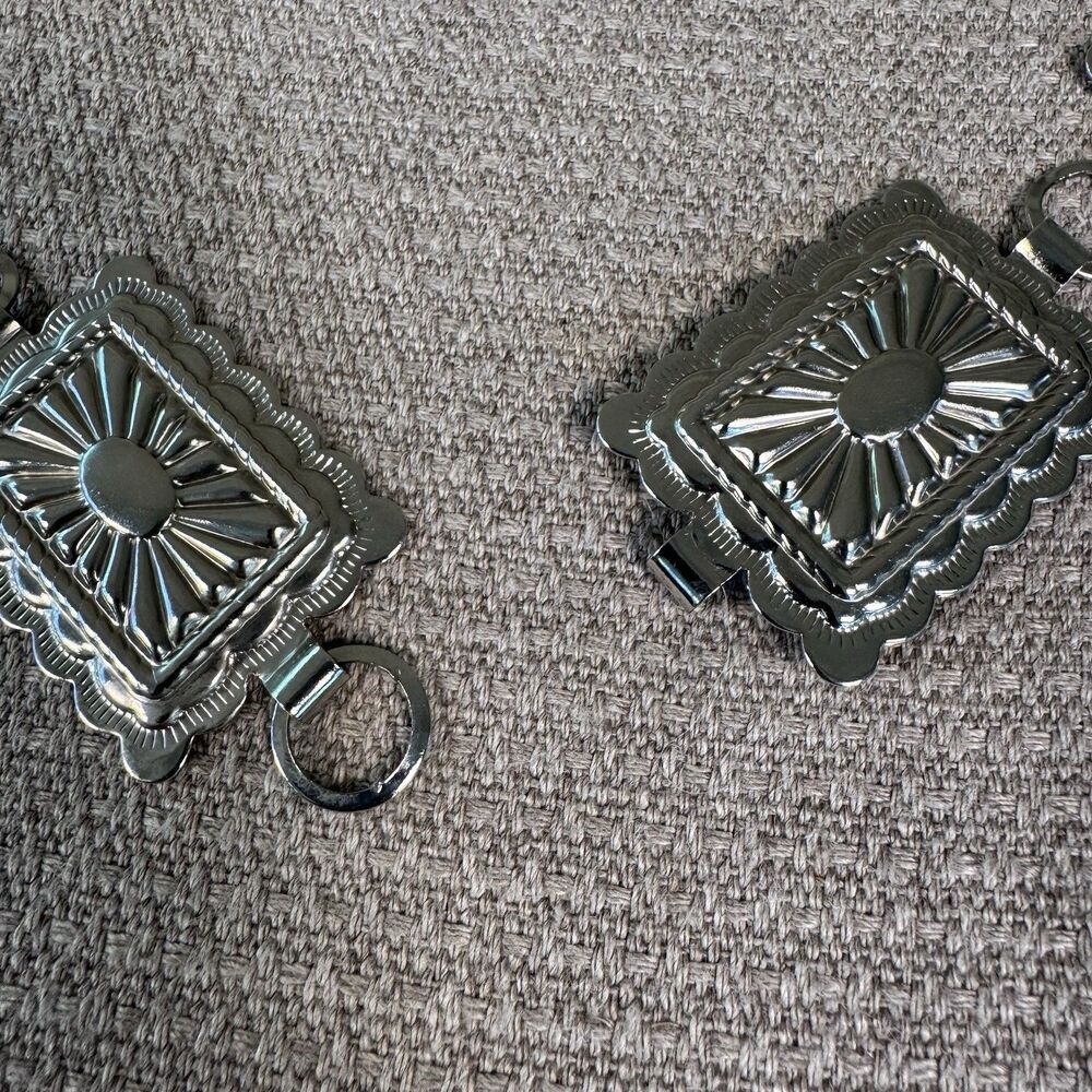 Vintage S Silver Medallion CONCHO Belt Cowgirl Western Southwest Mexico 530 - Picture 3 of 4